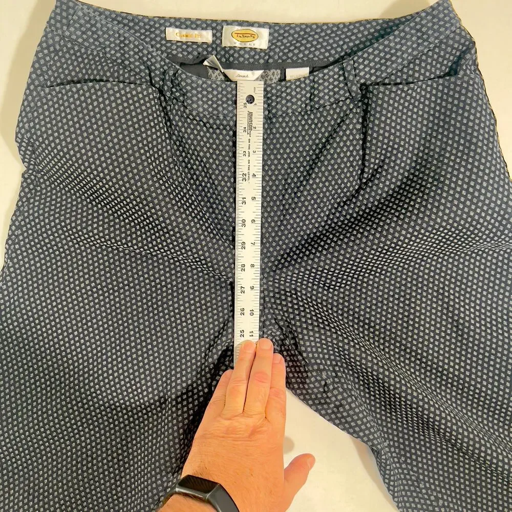 Talbots Woman Capri Pant Woman 14W Stretch Classic Fit Crop Navy Diamond Print